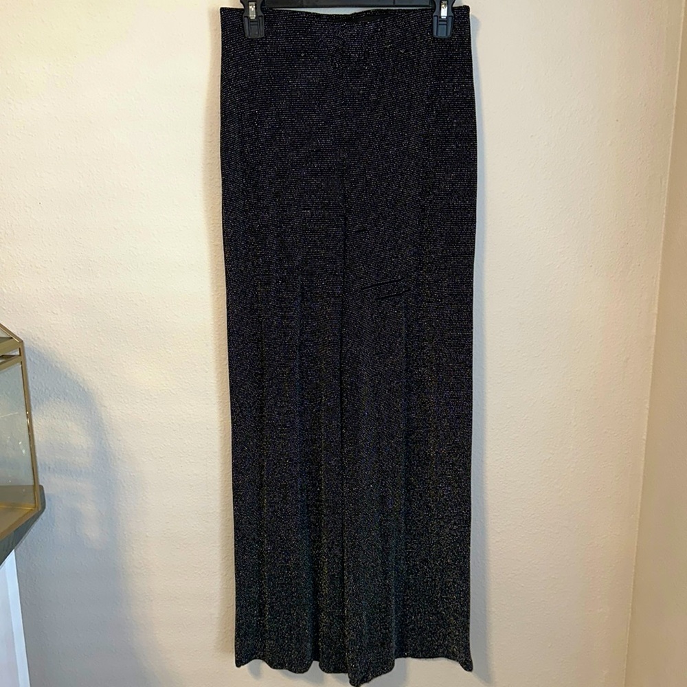 h&m black shiny flowy pants